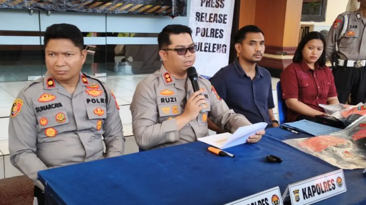 Kapolres Buleleng, AKBP Ruzi Gusman saat melakukan rilis kasus di Polres Buleleng.