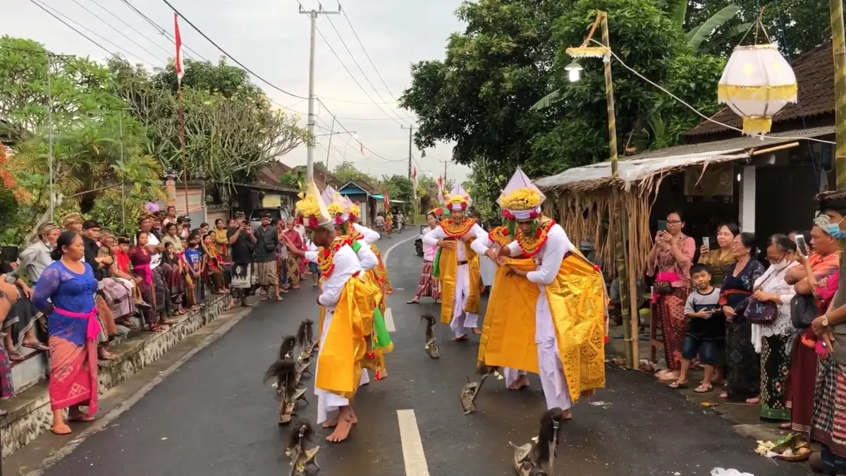 Tari Baris Dadap di Banjar Bebali, Desa Berembeng, Selemadeg, Tabanan saat upacara Ngaben