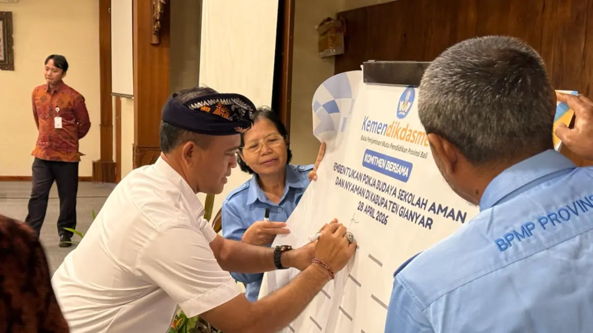 POKJA : Pembentukan Kelompok Kerja (Pokja) Budaya Sekolah Aman dan Nyaman (BSAN) yang berlangsung di Royal Casa Ganesha Ubud, Selasa (28/4).