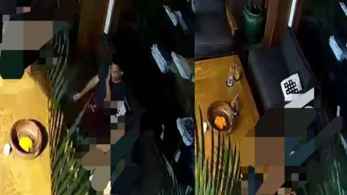 Tangkapan layar CCTV saat oknum aparat diduga memiliki keterlibatan dalam sengketa di Dharma Restoran. (Bali Express/Istimewa)
