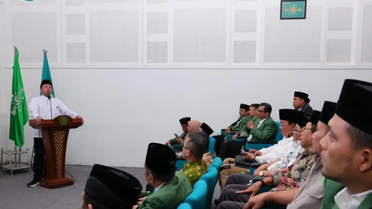 Menteri Agraria dan Tata Ruang/Kepala Badan Pertanahan Nasional (ATR/BPN), Nusron Wahid, memberikan kuliah umum kepada mahasiswa Universitas Wahid Hasyim (UNWAHAS), Semarang, Jawa Tengah, Sabtu (02/05/2026)