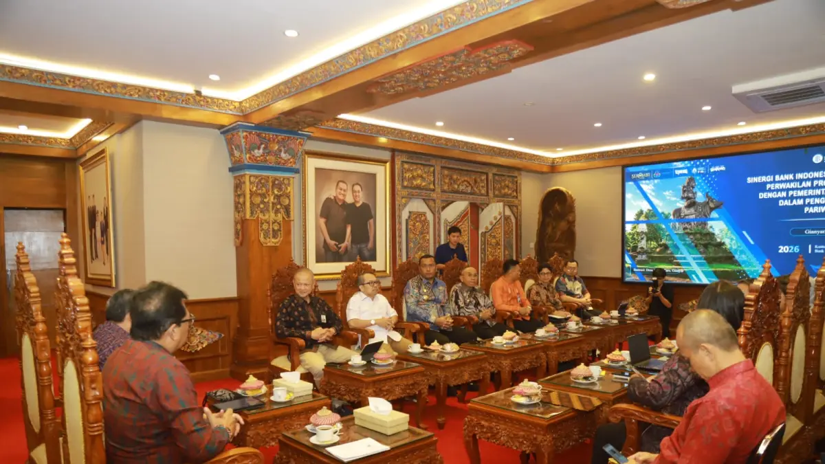 KUNJUNGAN : Pemkab Gianyar menerima kunjungan Perwakilan Bank Indonesia (BI) Provinsi Sumatera Utara.