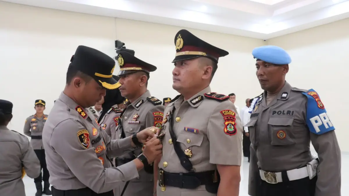 SERTIJAB : Serah terima jabatan Kasat Resnarkoba dan Kasat Lantas Polres Gianyar.