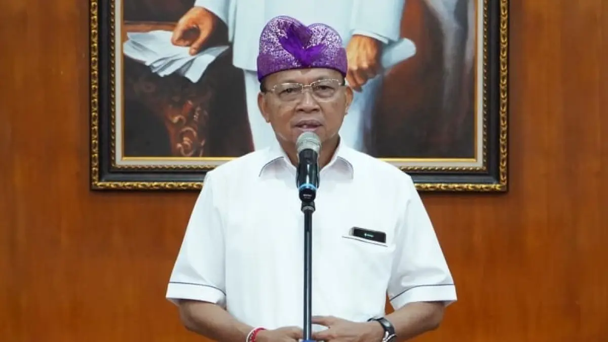 Gubernur Bali Wayan Koster menyampaikan terima kasi kepada wisatawan asing melalui pernyataan dalam bentuk konten grafis dan video yang diluncurkan secara resmi di Gedung Kertha Sabha, Sabtu (16/5/2026). (Ist)&nbsp;