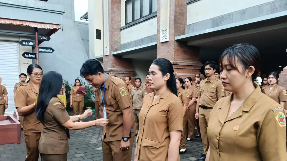 APEL : Apel Peringatan Hari Perpustakaan ke-46 Tahun 2026 di Gedung Layanan Perpustakaan Nawaksara Bedulu.&nbsp;