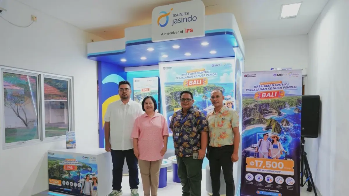WISATA AMAN:&nbsp;Asuransi Jasindo menghadirkan layanan Jasindo Travel Insurance di kawasan Pelabuhan Sanur melalui kolaborasi dengan PT Mitra Kasih Perkasa (MKP)