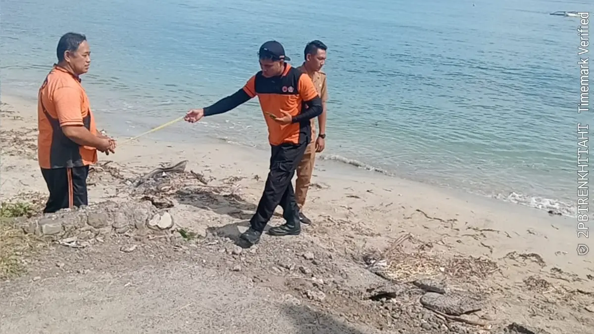 Tim BPBD sedang melakukan assessment atas peristiwa abrasi di Pura Segara Desa Pengulon, Kecamatan Buleleng. (Ist)

&nbsp;