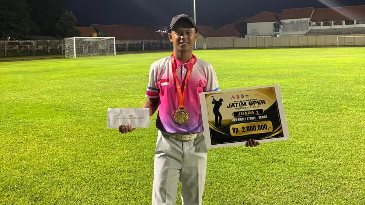 Danang Rizky Deyanto Putra, sukses meraih medali emas pada Kejuaraan Piala Gubernur Jatim Open Woodball 2026. (Ist)