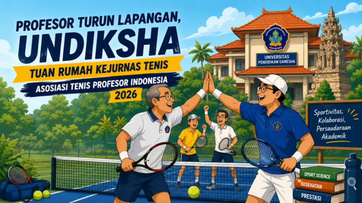 Ilustrasi Kejurnas Tenis yang akan diselenggarakan di kampus Undiksha Singaraja. (AI)
