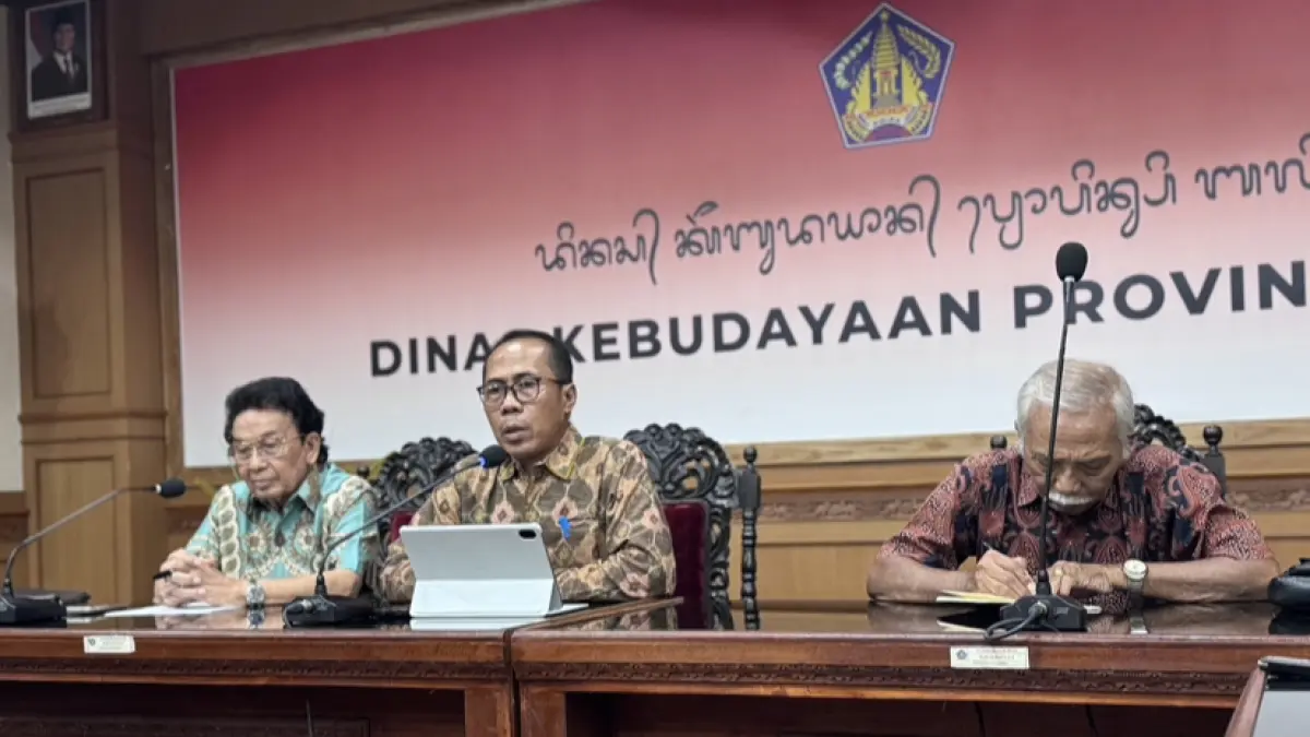 PERSIAPAN: Konferensi pers persiapan PKB XLVIII di Kantor Dinas Kebudayaan Bali, Jumat (5/6)