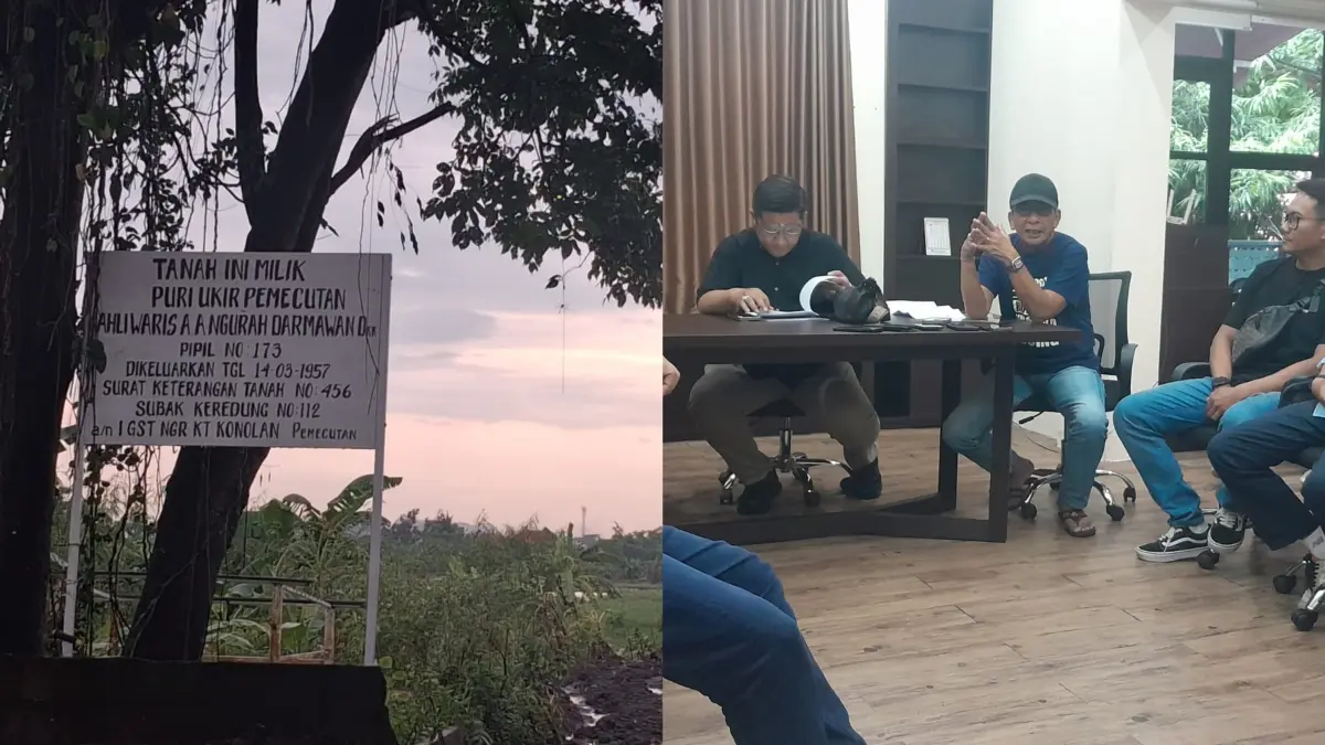 Tim Kuasa Hukum Puri Kaleran Kangin membeberkan permasalahan lahan di Subak Kerdung yang sudah diputus inkracht tapi masih diklaim pihak lain dan diiklankan. (Bali Express/Istimewa)