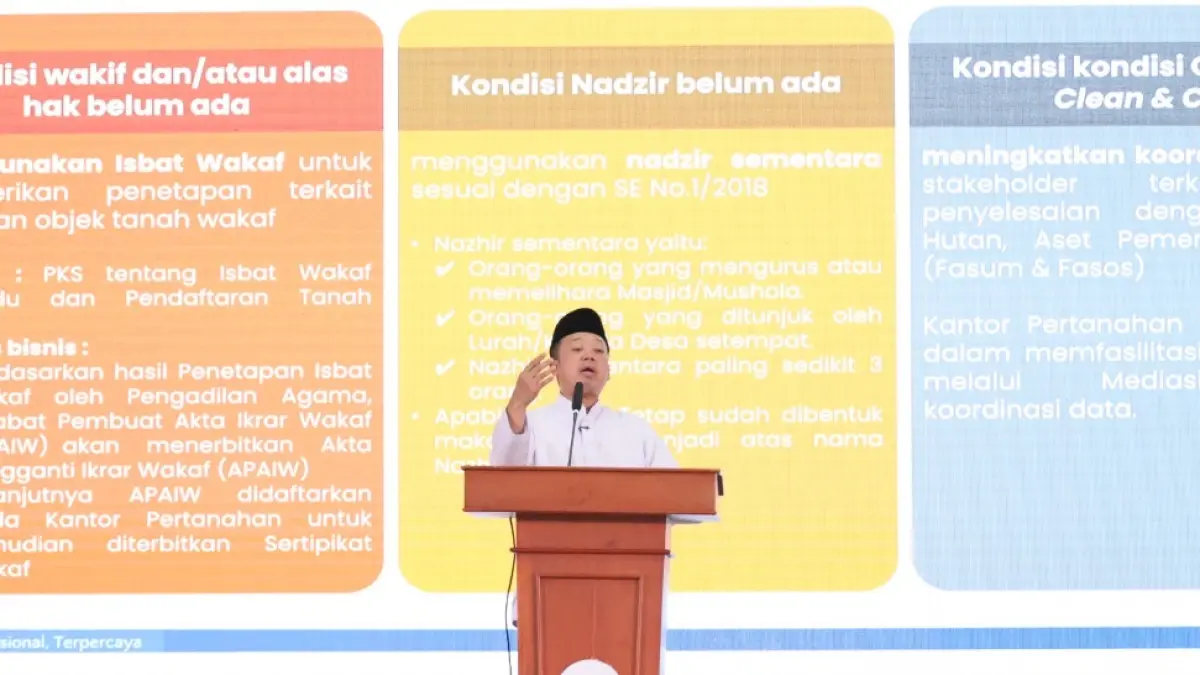 Menteri Nusron Ajak Masyarakat Sertipikatkan Tanah Wakaf untuk Lindungi Aset Umat