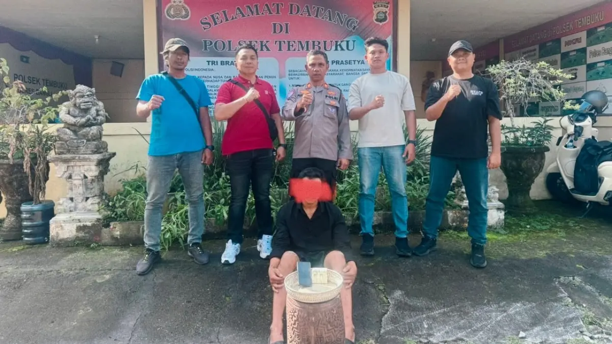 I Putu JA,26, kembali berurusan dengan polisi setelah mencuri bokor di Banjar Metra Kaja, Desa Yangapi, Kecamatan Tembuku, Bangli. (Ist) 