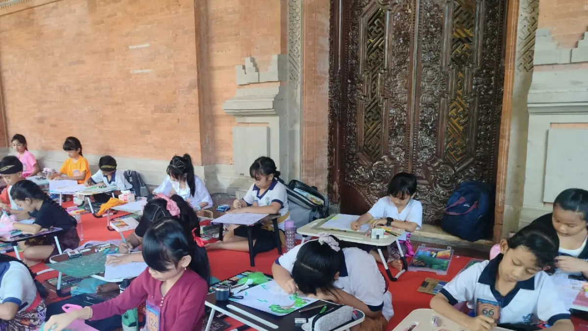 Sejumlah siswa SD di Kabupaten Badung berebut juara dalam lomba mewarnai PKB XLVIII tahun 2026, Minggu (14/6). (Ist)