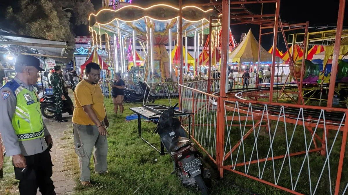 TKP kecelakaan wahana permainan Jet Coaster di Pasar Rakyat Desa Pergung, Kecamatan Mendoyo, Jembrana. (ist)