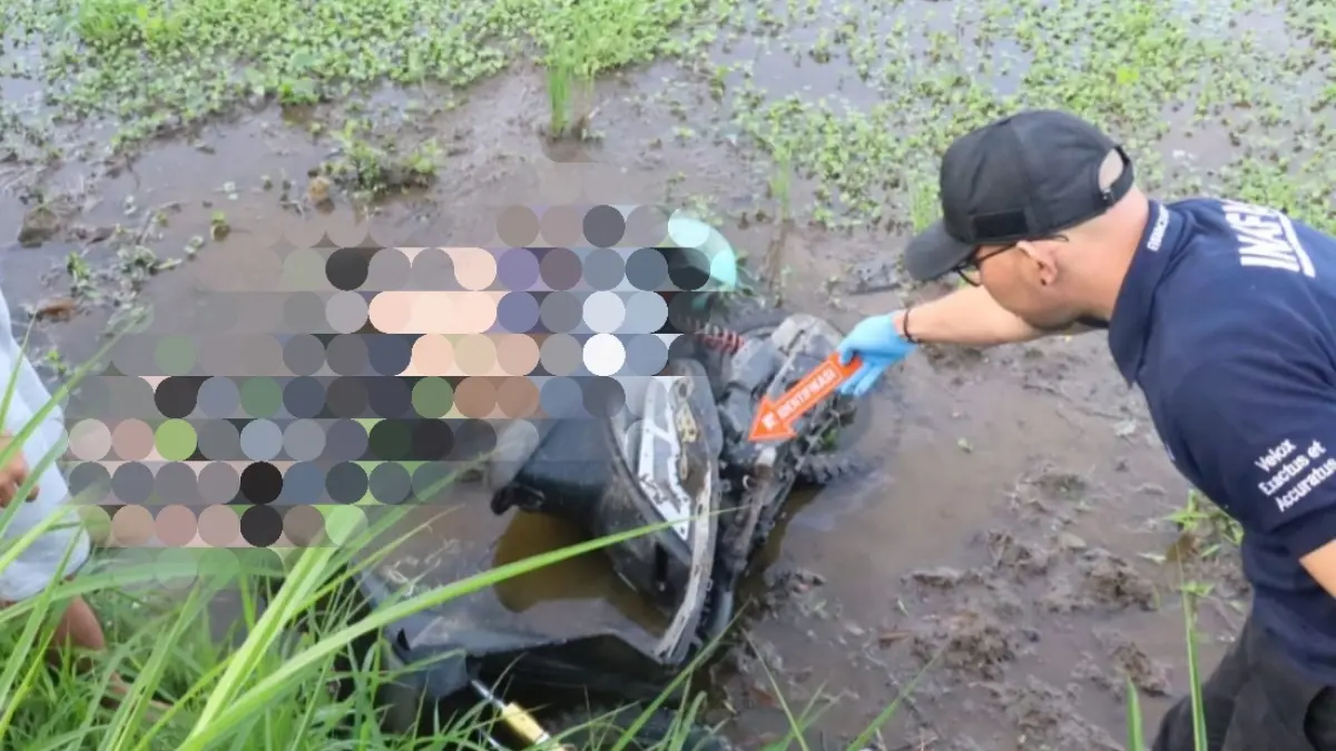Polisi melakukan olah TKP orang meninggal di sawah Subak Kinian, Desa Sulahan, Kecamatan Susut, Kabupaten Bangli, Rabu (24/6/2026). (Ist)