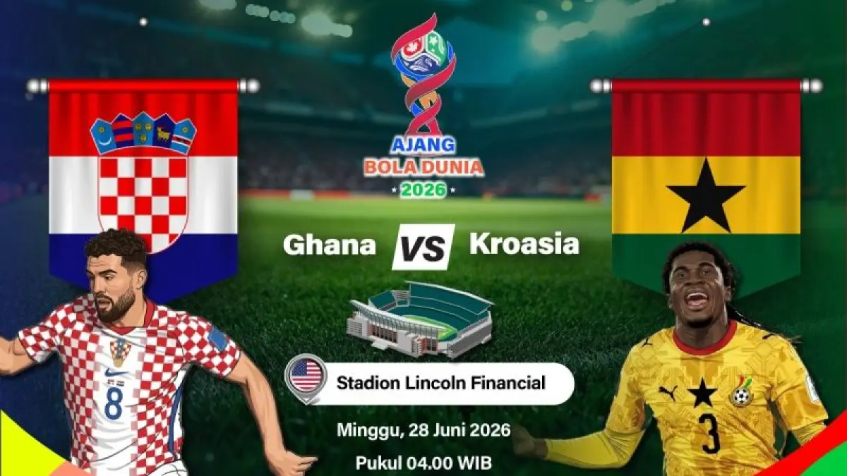 Grafik ilustrasi pertandingan penyisihan Grup L Piala Dunia 2026 antara Kroasia melawan Ghana. (Antara)