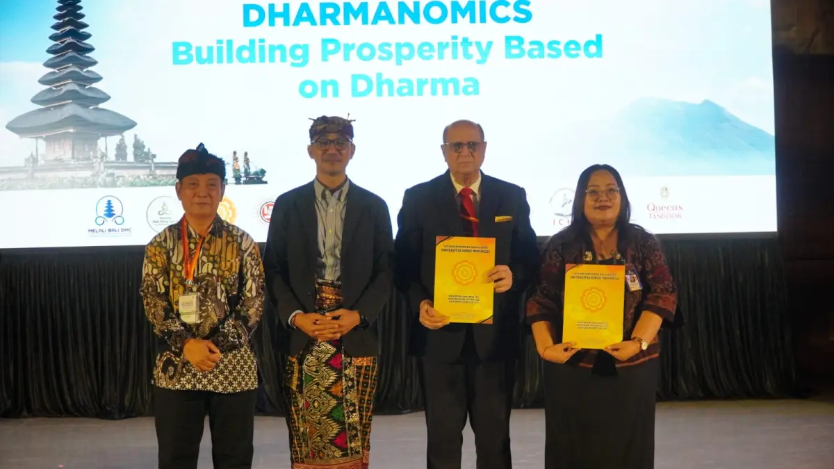 Rektor UNHI Dr. Cokorda Gde Bayu Putra mengajak pengusaha Hindu yang hadir dalam Global Hindu Business Conference (GHBC) 2026 di Denpasar, Sabtu (11/7), berkolaborasi mendukung pendidikan tinggi Hindu melalui beasiswa, riset, dan pengembangan SDM