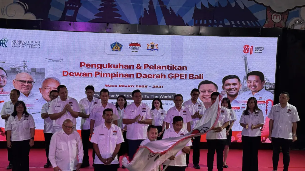 PELANTIKAN:&nbsp;Pengukuhan dan Pelantikan DPD GPEI Bali periode 2026-2031 di The Keranjang Bali, Kamis (7/8)