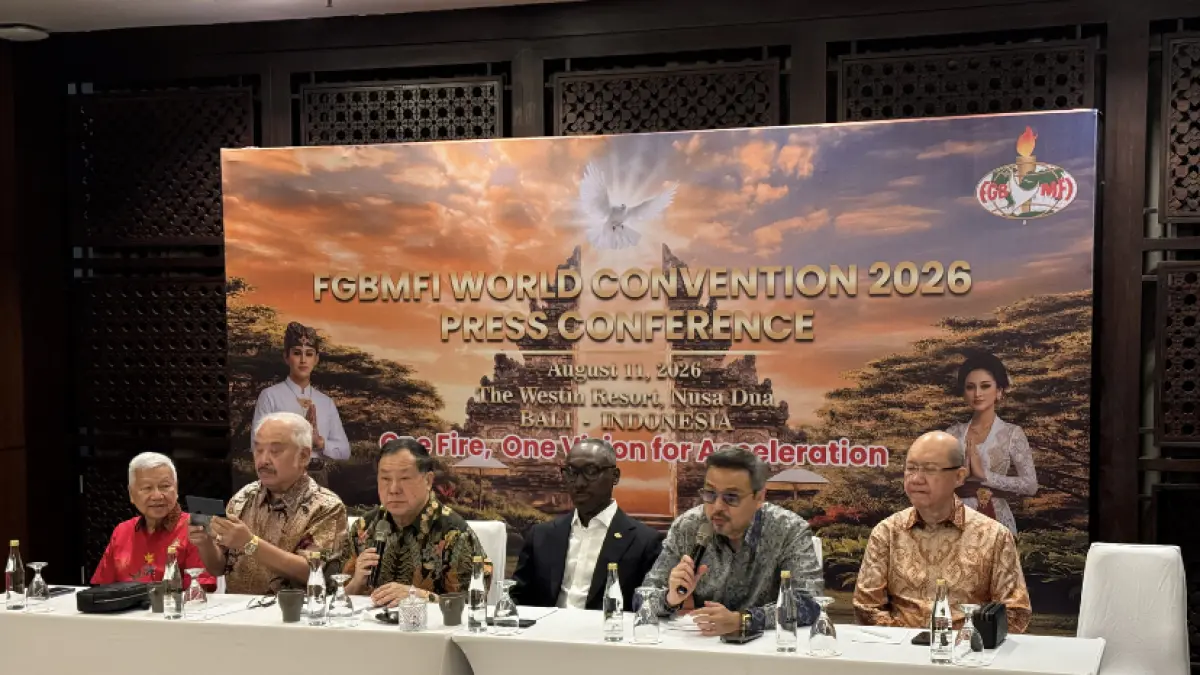 KONFERENSI: Konferensi pers&nbsp;Full Gospel Business Men’s Fellowship International (FGBMFI) World Convention 2026 yang digelar Selasa (11/8)