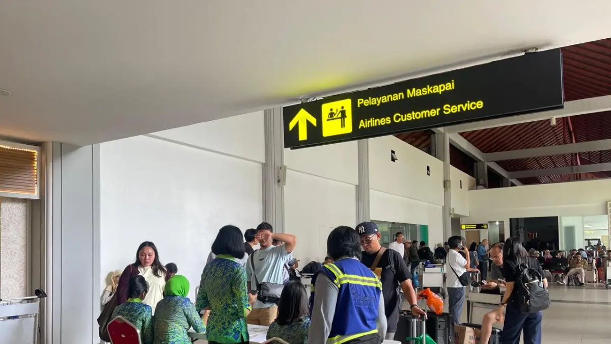 DAMPAK: Situasi di Bandara Internasional I Gusti Ngurah Rai Bali, Minggu (6/9)