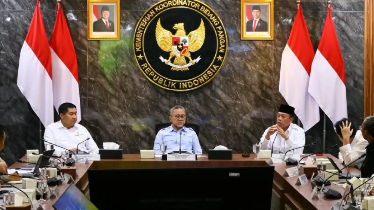 Rapat Koordinasi (Rakor) terkait Lahan Sawah yang Dilindungi (LSD) yang berlangsung di Kementerian Koordinator (Kemenko) Bidang Pangan pada Senin (07/09/2026),