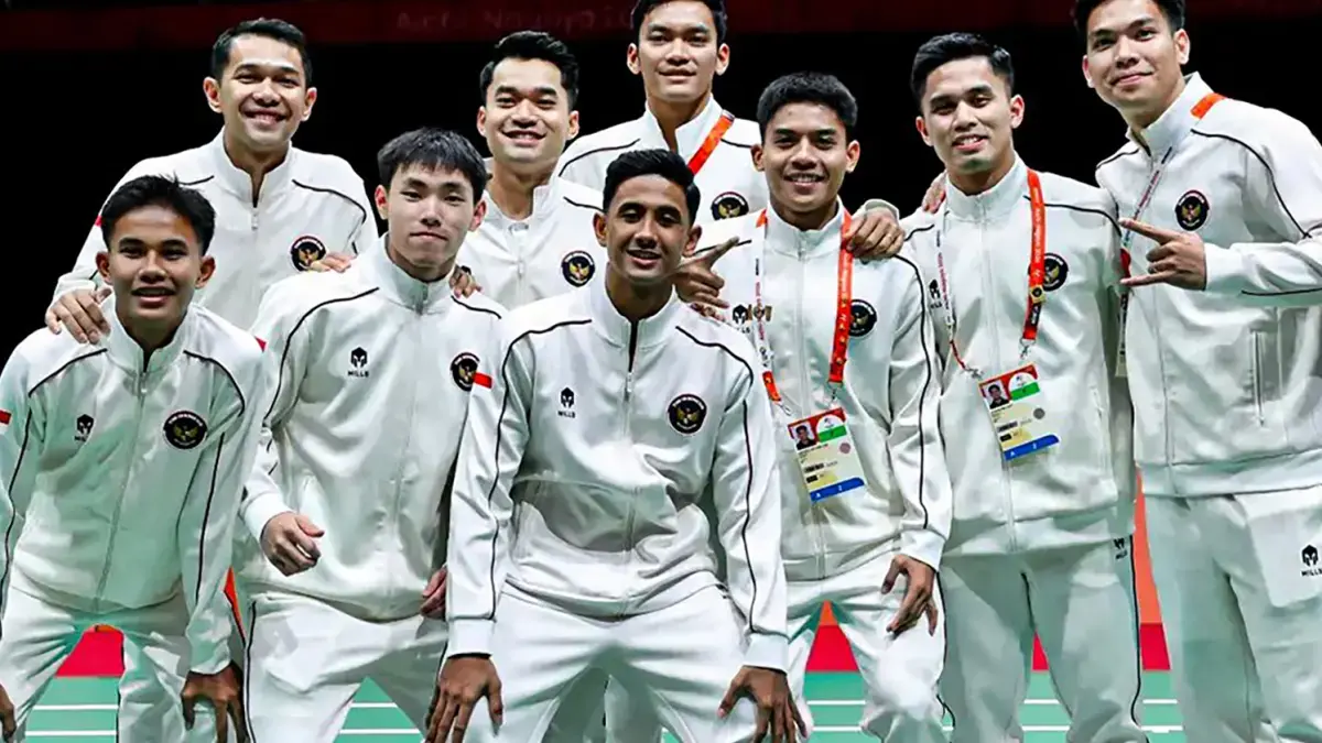 Indonesia meraih emas pertama Asian Games 2026 setelah bangkit dari ketertinggalan 0-2 dan mengalahkan Tiongkok 3-2 di final. (Dok. PBSI)