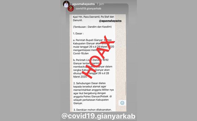 Hoax, Jalan Gianyar Ditutup Hingga Tanggal 28 Maret