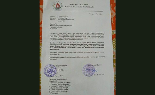 Bendesa Sebut Pekarangan Ayahan Desa, Pemkab Gianyar: Itu Tanah Negara