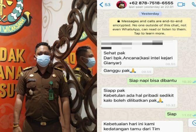 Minta Uang, Nama Kasi Intel Kejari Gianyar Dicatut di WA