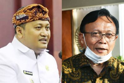 Bupati Gianyar Made Mahayastra dan terdakwa Dewa Puspaka.
