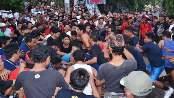 CARU: Godel yang digunakan sebagai sarana macaru, untuk selanjutnya diperebutkan dalam tradisi Magebeg-gebegan. Ist