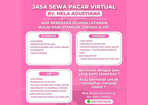 JASA : Poster jasa sewa pacar diposting di akun Facebook Nela Agustiana.
