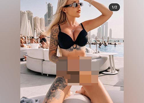 TATO: Warga negara asing dengan akun Instagram @jullisoul yang menggunakan symbol Dewa Ganesha sebagai tato di bagian pahanya.