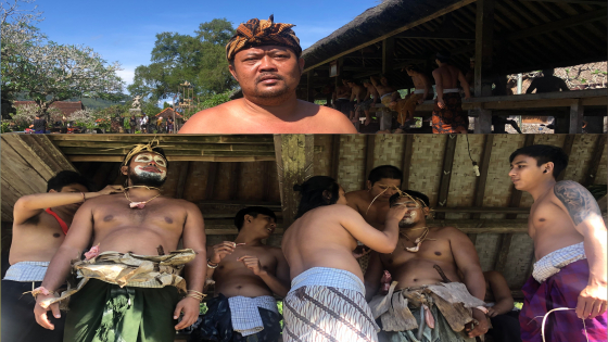 DICORAT-CORET: Wajah krama yang bertindak sebagai pencuri dalam tradisi Maling-malingan dicoret-coret. Klian Desa Adat Tenganan Pegringsingan Putu Yudiana (atas).I Wayan Adi Prabawa/Bali Express