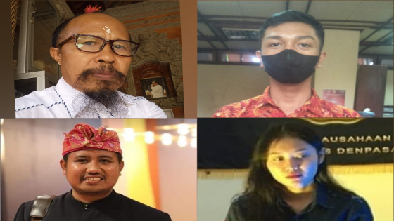 TUMPEK : Searah jarum jam, Ida Rsi Agung Pinatih Kusuma YogaI, Kadek Divayana, Putu Angel Purnamayanti dan I Kadek Satria. Humas Pemprov Bali For Bali Express