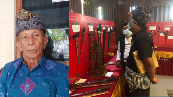 KERIS : Keris berbagai ukuran dipamerkan di Wantilan Kantor Bupati Karangasem, Minggu (10/4). Pameran ini terkait dengan perayaan Tumpek Landep. Penyusun Kalender Bali Gede Marayana I Putu Mardika/Bali Express