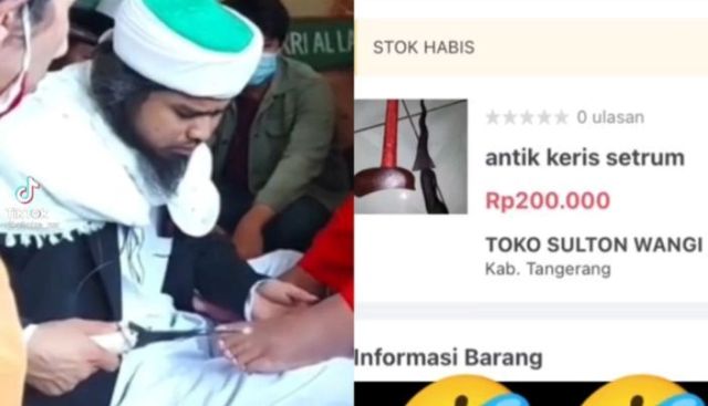 KERIS: Tangkapan layar video pengobatan Gus Samsudin dengan keris petir.