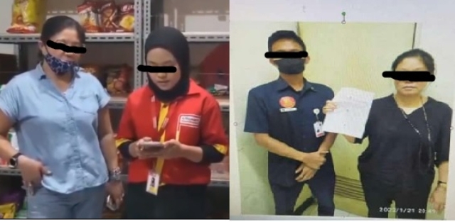 Beredar unggahan foto yang menyertakan keterangan bahwa wanita yang viral karena diduga mencuri cokelat di Alfamart pernah mengutil di Transmart.