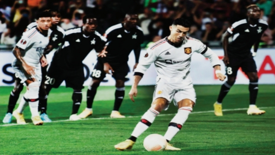 PERTAMA : Setelah melewatkan tujuh pertandingan tanpa gol, Ronaldo akhirnya cetak gol pertama saat Manchester United mengalahkan  Sheriff Tiraspol dalam pertandingan Liga Europa, Kamis (15/9) waktu setempat. Ist