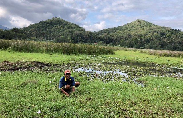 DANAU YEH MALET: Kondisi Danau Yeh Malet, di Banjar Dinas Yeh Malet, Desa Antiga Kelod, Manggis, yang dulunya berisi air. (I WAYAN ADI PRABAWA/BALI EXPRESS)