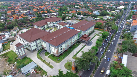 MEGAH: Tampak megah bangunan RS Bali Mandara (RSBM) di wilayah Sanur, Denpasar.