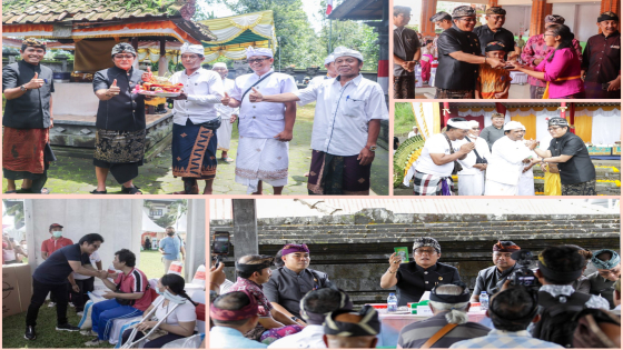 BADUNG BERBAGI: Bupati Badung Nyoman Giri Prasta menyerahkan hibah ke sejumlah kabupaten/kota dalam program Badung Berbagi dari Badung Untuk Bali. Bupati Badung Nyoman Giri Prasta juga menyerahkan bantuan serangkaian HUT Mangupura. Prokompim Setda Badung
