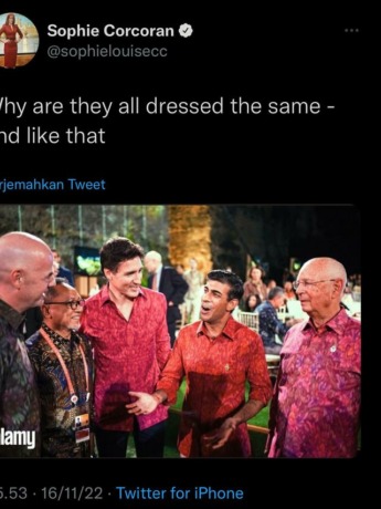 Cuitan salah satu Jurnalis asing tentang Batik yang digunakan pada KTT G20