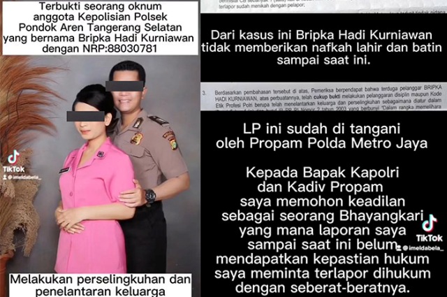 SELINGKUH: Oknum polisi yang diduga selingkuh dan KDRT.