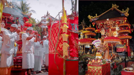 SEMBAHYANG : Umat sembahyang di palinggih Ida Bhatara China di Pura Sekar.  Palinggih Ida Bhatara China atau biasa disebut Ida Ratu Bagus Mas Subandar di Pura Sekar Tejakula. Ist