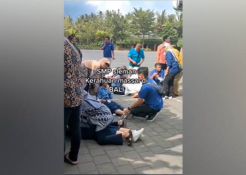 KERAUHAN: Tangkapan layar video siswa SMP dari Sleman saat kerauhan massal.