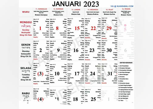 Kalender Bali 2023.