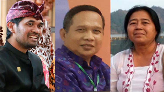 KIRI-KANAN : Ketua Petani Muda Keren Anak Agung Gede Agung Wedhatama, Ketua Forum DAS Bali Dr. Ir. I Made Sudarma, MS, dan Dr. Ni Luh Kartini, Dosen Fakultas Pertanian Unud. Humas Pemprov Bali For Bali Express