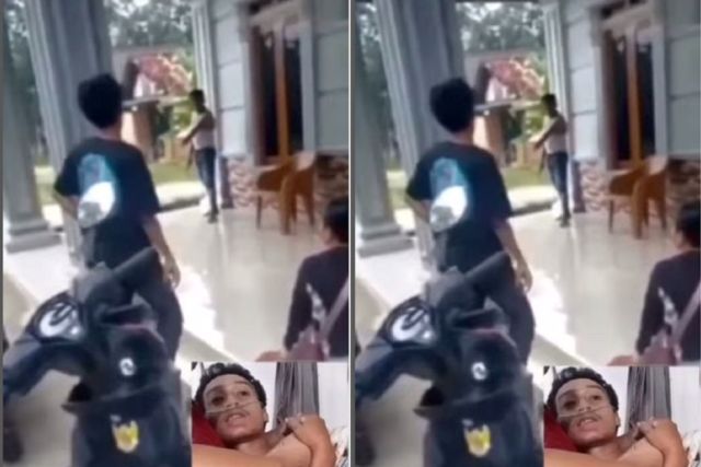 DITUSUK: Potongan video detik-detik kurir paket ditusuk pemilik rumah.